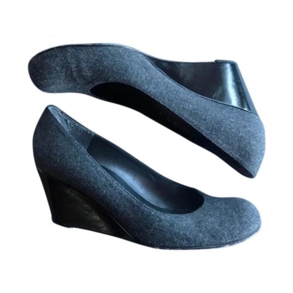 Stuart Weitzman Grey Felt Wedges, 3” - Picture 1 of 7